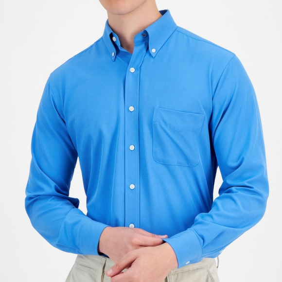 Club Room Men's Regular Fit Solid Dress Shirt, Regatta 16.5 32/33 $60 - Picture 2 of 5